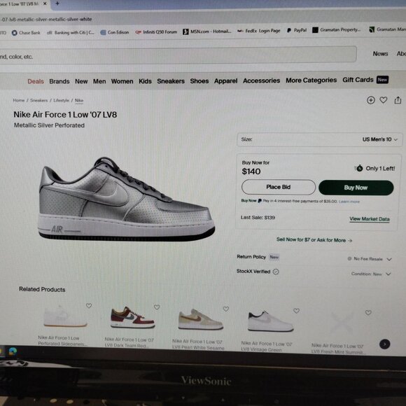 Nike - Air Force 1 Low ‘07 LV8 - Metallic Silver - Size 10 - Picture 12 of 12